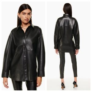 Babaton Pelli Shirt Jacket Vegan Leather Button Up Aritzia